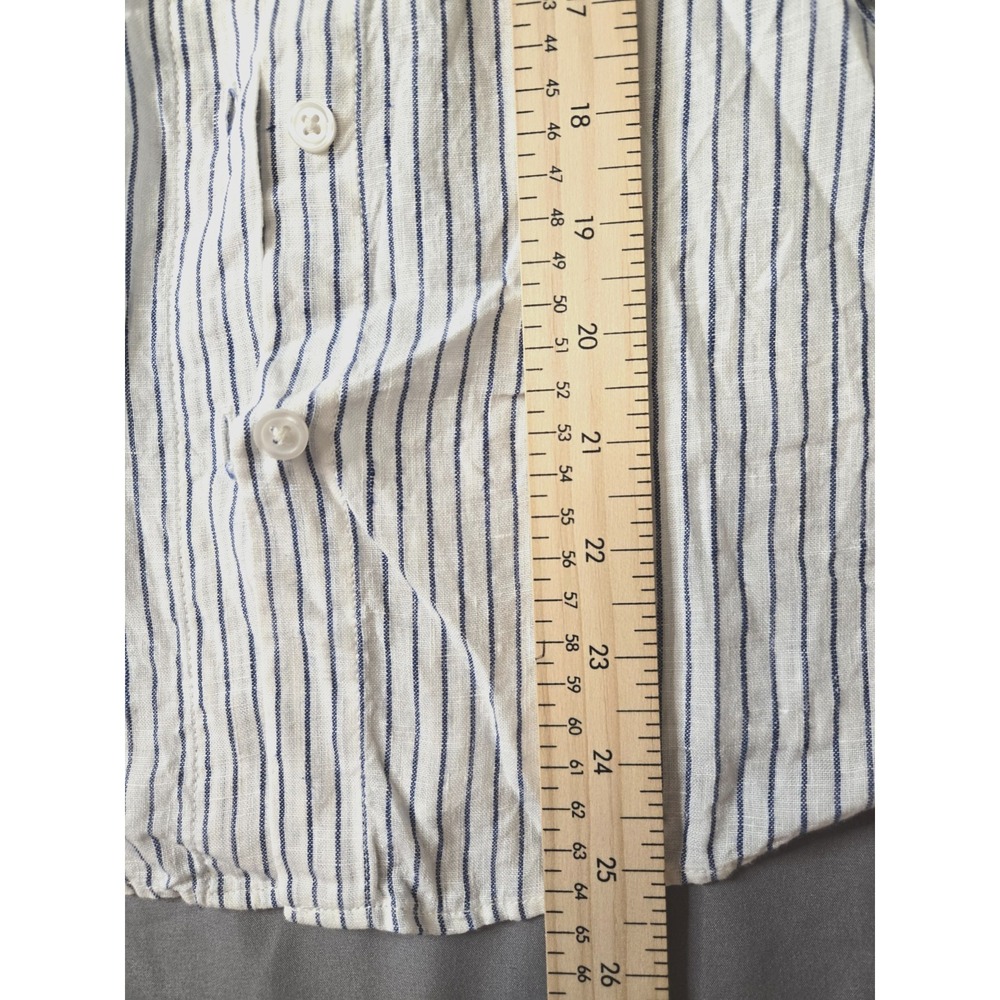 Muji Striped Shirt Women Linen Preppy Cottage Quiet Luxury Minimalist - Picture 14 of 16